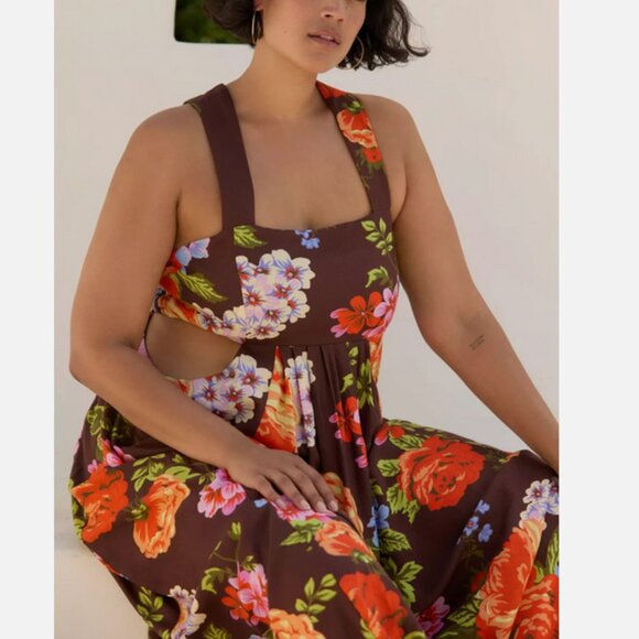 Anthropologie The Piper Bandeau Maxi Dress Brown Floral Size XSP NWT XS P - Picture 7 of 8